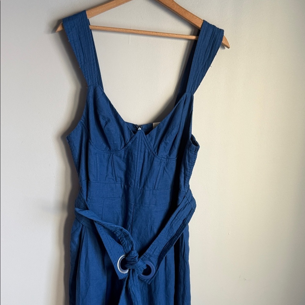 NEW Farm Rio Wide-Leg Belted Linen Viscose Jumpsuit Large - Picture 5 of 12
